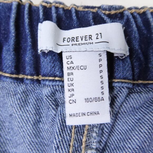 Forever 21 Denim Jogger Pants Womens SZ S Cargo Pockets High Rise Elastic Waist - Picture 16 of 16